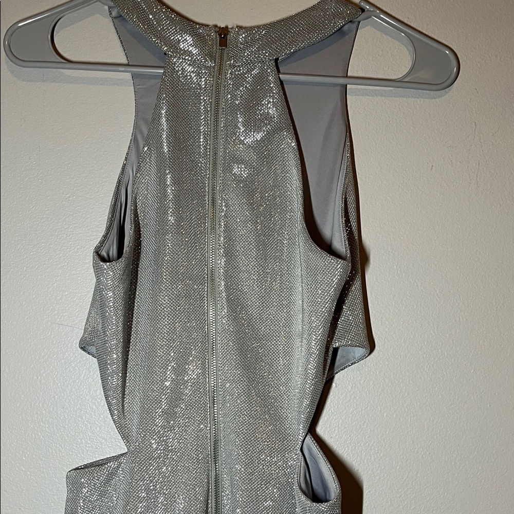 Express Silver Cutout Mini Dress - Picture 8 of 8